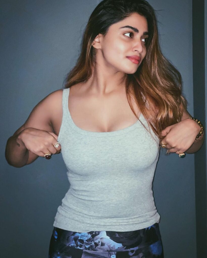Shivani Narayanan in grey top