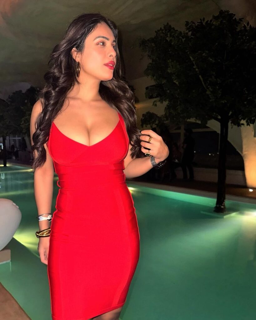 Neha Malik in Red hot Dress