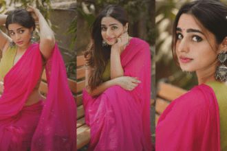 Ayesha Khan becomes Gulabo In Pink Saree before Holi