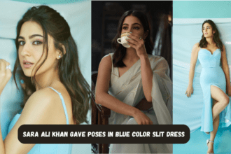 Sara Ali Khan Gave Poses In Blue Color Slit Dress