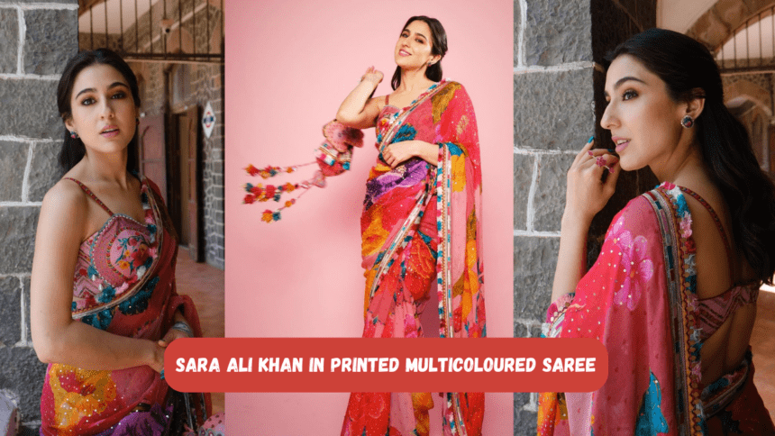 Sara Ali Khan In Printed Multicoloured Saree