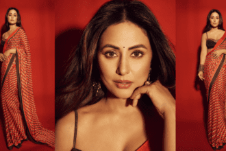 Hina Khan Gave Stunning Poses In Red Saree And Bindi