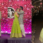 In Green Beautiful Lehenga Bride Aarti Kissed Groom