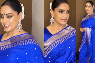 Wife Of Karan Singh Grover Looked Glam In Blue Saree