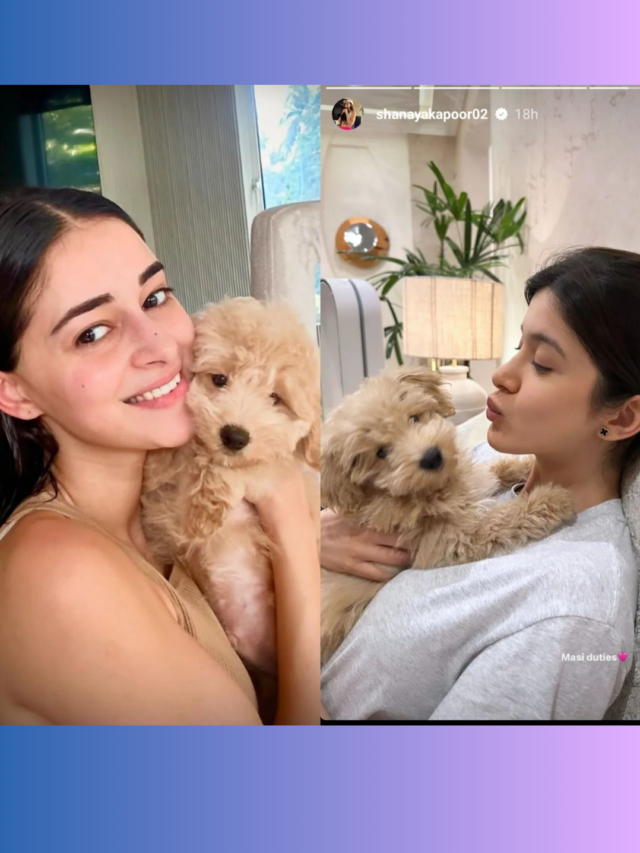 Ananya Panday passes on the ‘massi duties’ to her sister Shanaya Kapoor to take care of her furry baby!🥹🐶