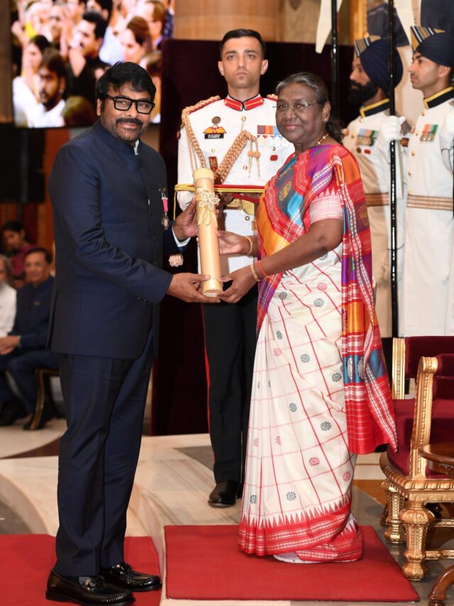 Actor Chiranjeevi, among others, was conferred with the Padma Vibhushan award today by President Murmu for his contribution in the arts