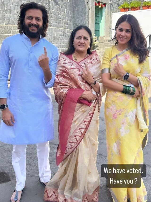 Power couple Riteish Deshmukh and Genelia D’souza exercised their voting rights at a polling booth in Latur