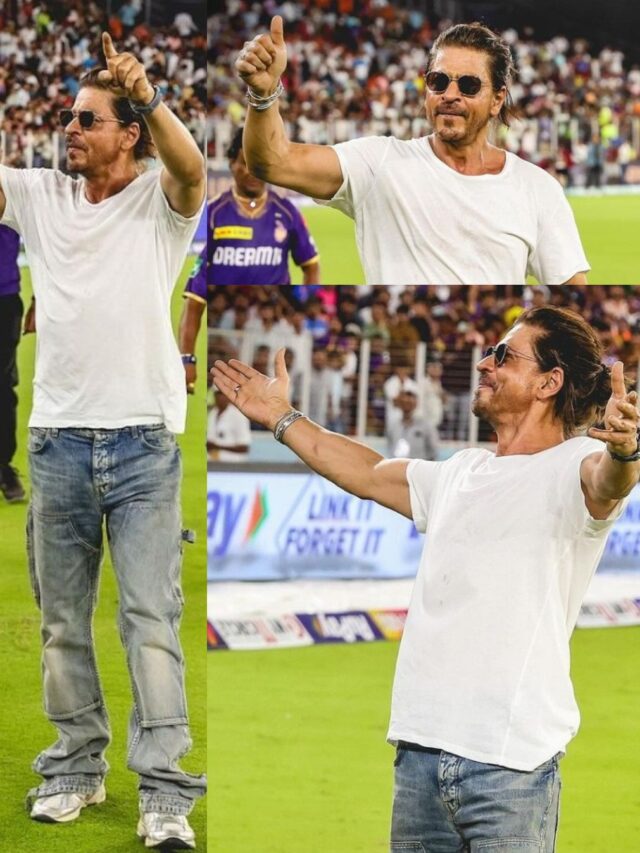 Bollywood Actor Shah Rukh Khan taking his victory lap last night