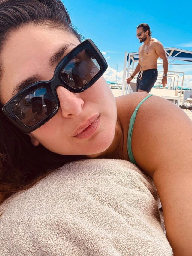 Kareena kapoor khan and Saif ali  shared selfie directly from beach