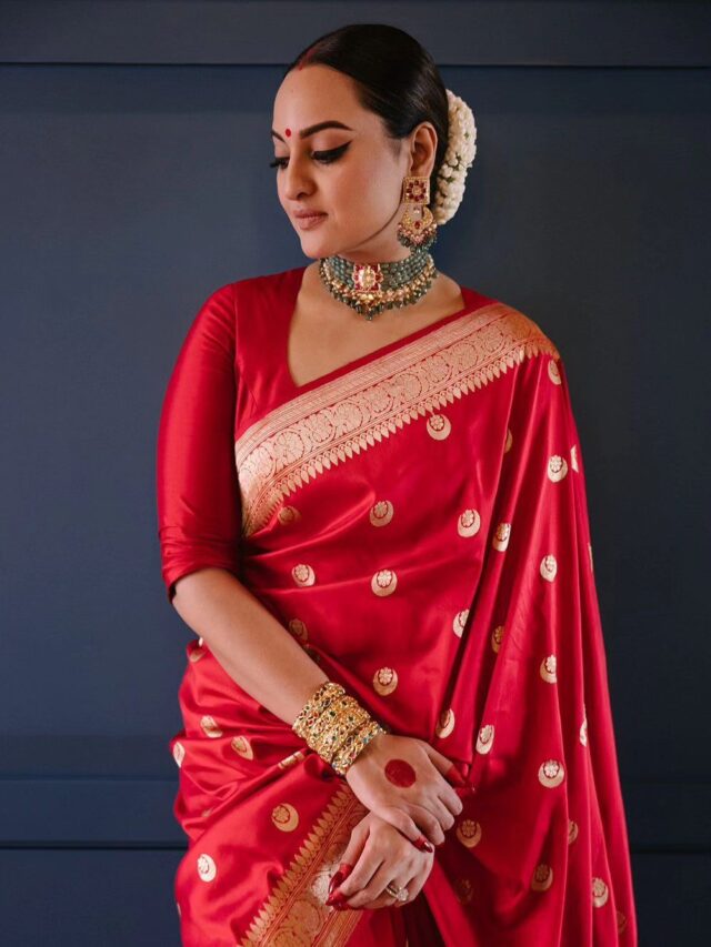 Newly Weded sonakshi sinha shared beautiful photos in red saree