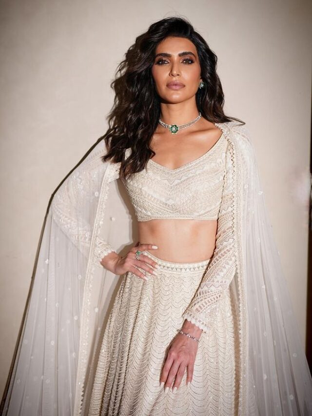 Karishma Tanna stuns in a white Glittering lehenga as she Dressed up for Anant Ambani and Radhika Merchant’s sangeet Ceremony