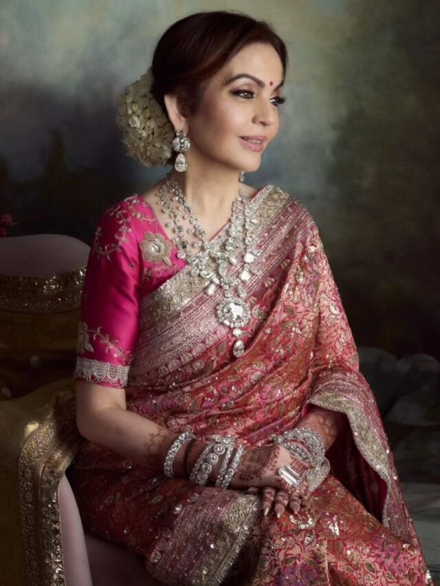 Regal Look Of Nita Ambani for Anant Ambani and Radhika Merchant’s wedding reception