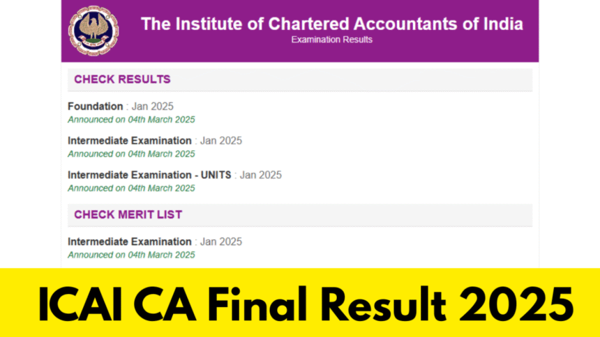 ICAI CA Final Result 2025