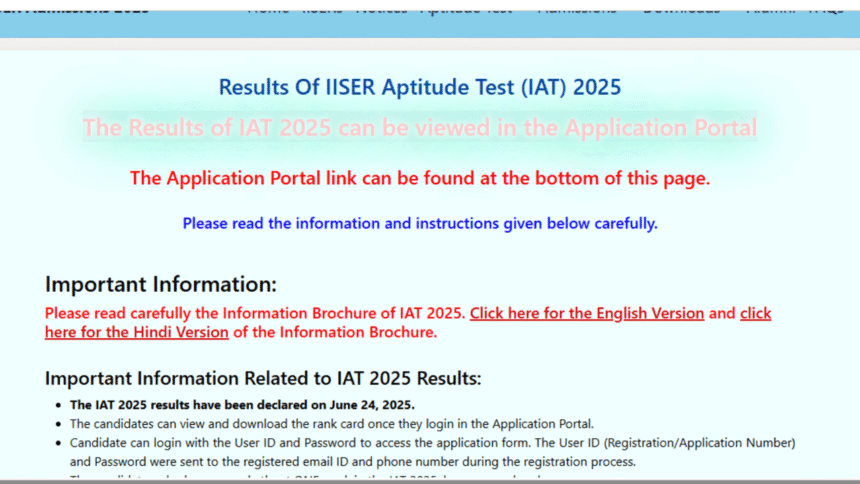 IISER IAT 2025 Results Out