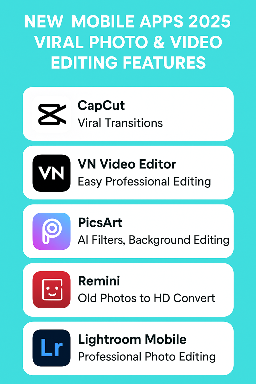 New Mobile Apps 2025 – Viral Photo & Video Editing Features की पूरी लिस्ट