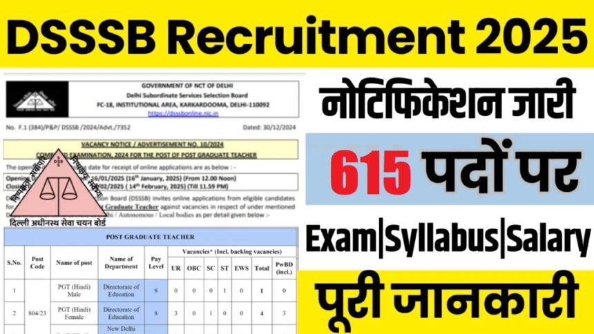 DSSSB Non-Teaching भर्ती 2025: 600+ पदों पर आवेदन शुरू, 10वीं पास के लिए सुनहरा मौका