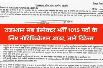 RPSC SI भर्ती 2025: आज से शुरू हुई पंजीकरण प्रक्रिया — 1,015 उप निरीक्षक (Sub-Inspector) पदों के लिए