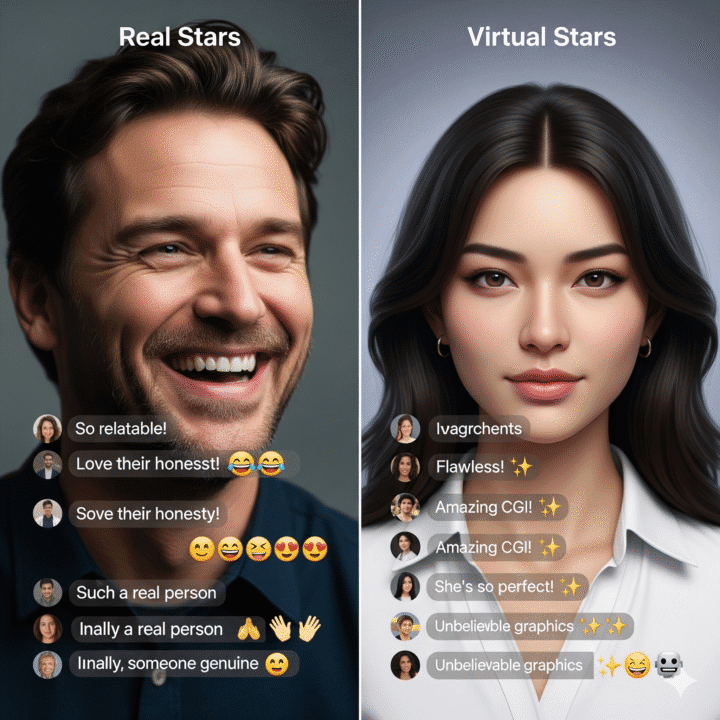 Social Media Reactions – Real Stars vs Virtual Stars