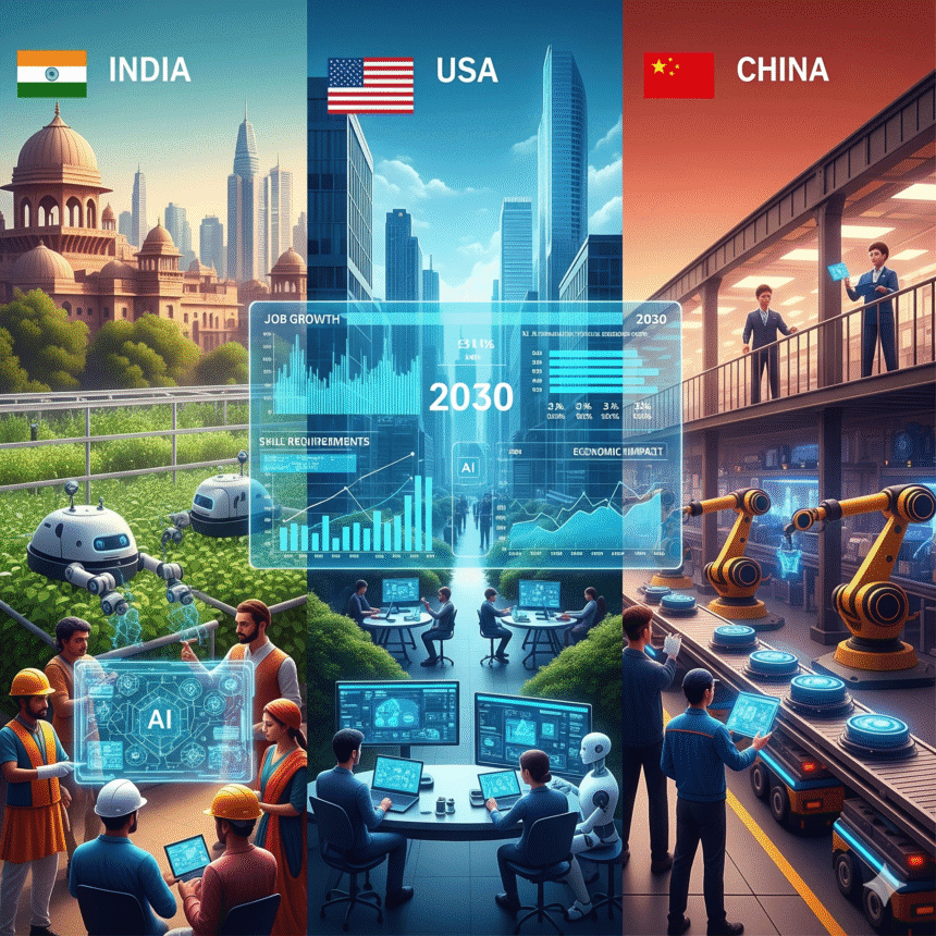 AI & Robotics Jobs – India vs USA vs China 2030