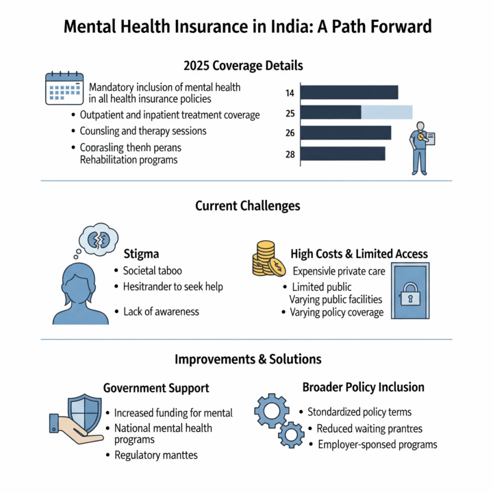 भारत में मानसिक स्वास्थ्य बीमा – 2025 में कवरेज, चुनौतियाँ और सुधार