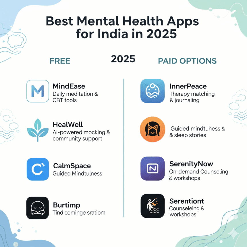 भारत में 2025 के लिए बेस्ट मानसिक स्वास्थ्य ऐप्स – फ्री और पेड