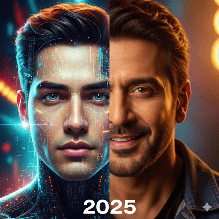 AI Generated Faces Bollywood, Real Actors vs AI, Deepfake in Bollywood, AI vs Human Actors, Future of Acting India, AI in Indian Cinema 2025, Virtual Actors Bollywood