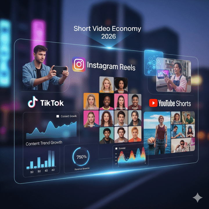 Short Video Economy 2026 – TikTok, Insta और YouTube Shorts ट्रेंड्स