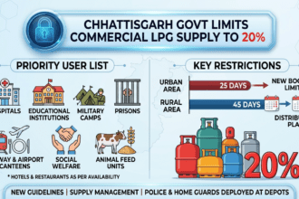 छत्तीसगढ़ सरकार ने वाणिज्यिक LPG आपूर्ति 20% तक सीमित की