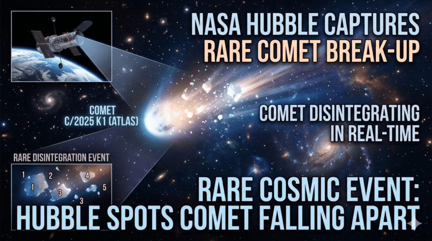 NASA का Hubble Telescope ने देखा कॉमेट का टूटना – C/2025 K1 ATLAS हुआ बिखर