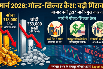 मार्च में गोल्ड-सिल्वर क्रैश: चांदी ₹53,000 सस्ती, सोना ₹18,000 गिरा