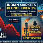 भारतीय शेयर बाजार में 2% से अधिक गिरावट — भू‑राजनीतिक तनाव और कच्चे तेल की बढ़ती कीमतों का असर