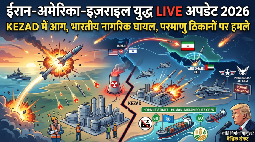 Iran-US-Israel War LIVE 2026: KEZAD में आग और मिसाइल हमले