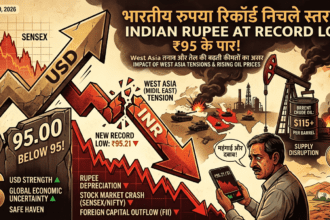भारतीय रुपया डॉलर के मुकाबले 95 के नीचे गिरा