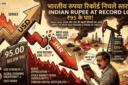 भारतीय रुपया डॉलर के मुकाबले 95 के नीचे गिरा