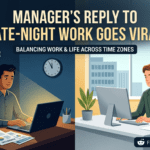 यूरोपीय बॉस का संदेश भारतीय कर्मचारी को देर रात काम करते हुए