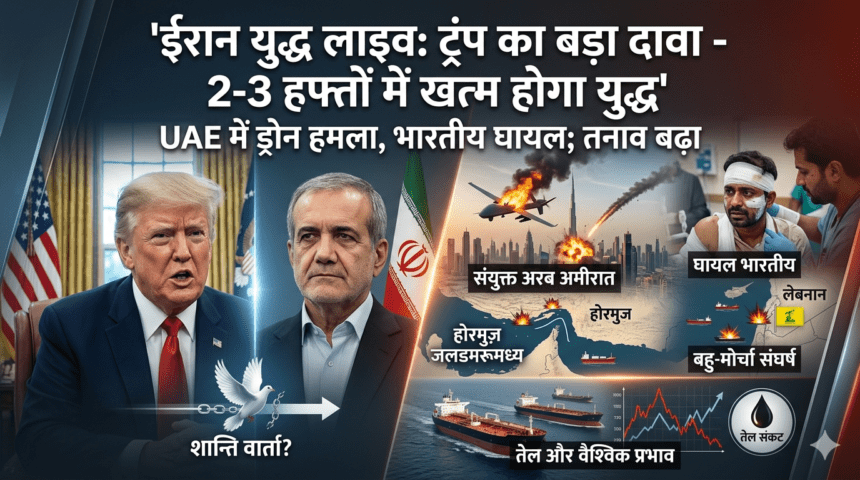 Iran War Live ट्रंप का बड़ा दावा—2-3 हफ्तों में खत्म होगा युद्ध, UAE में ड्रोन हमले में भारतीय घायल मध्य-पूर्व में जारी ईरान-अमेरिका-इजराइल संघर्ष लगातार गंभीर होता जा रहा है। एक ओर Donald Trump ने युद्ध जल्द खत्म करने का दावा किया है, वहीं दूसरी ओर हमले, मौतें और वैश्विक तनाव बढ़ता जा रहा है। ट्रंप का बड़ा बयान Donald Trump ने ओवल ऑफिस में कहा अमेरिका 2–3 हफ्तों में युद्ध खत्म कर सकता है पहले यह सुनिश्चित किया जाएगा कि ईरान न्यूक्लियर हथियार न बना सके ईरान शांति समझौते के लिए तैयार दिख रहा है यह बयान ऐसे समय आया है जब अमेरिका पर युद्ध समाप्त करने का दबाव बढ़ रहा है। ईरान की शर्तें Masoud Pezeshkian ने कहा ईरान युद्ध खत्म करना चाहता है लेकिन भविष्य में हमले न होने की गारंटी जरूरी बिना सुरक्षा आश्वासन के समझौता संभव नहीं इससे साफ है कि दोनों पक्ष बातचीत के लिए तैयार हैं, लेकिन शर्तें अलग-अलग हैं। UAE में ड्रोन हमला, भारतीय घायल UAE में ड्रोन हमले के दौरान एक भारतीय नागरिक घायल गिरते मलबे से एक व्यक्ति की मौत की खबर क्षेत्र में सुरक्षा स्थिति और खराब यह घटना दर्शाती है कि युद्ध का असर अब अन्य देशों तक फैल रहा है। इजराइल-लेबनान मोर्चा Benjamin Netanyahu ने कहा ईरान के खिलाफ अभियान अभी खत्म नहीं हुआ बेरूत में हमलों में हिज़्बुल्लाह के कमांडर मारे गए लेबनान में कई लोगों की मौत इससे साफ है कि युद्ध multi-front बन चुका है। बड़ी घटनाएं (Key Updates) अमेरिका NATO से बाहर निकलने पर विचार कर सकता है कतर के पास टैंकर पर हमला इजराइल ने ईरान की फैक्टरी पर हमला किया UAE ने ईरानियों के प्रवेश पर रोक लगाई Hormuz Strait को लेकर तनाव जारी चीन की एंट्री शांति की कोशिश Xi Jinping ने सीजफायर के लिए प्रयास तेज किए कूटनीतिक समाधान पर जोर दिया यह संकेत है कि अब वैश्विक शक्तियां भी युद्ध रोकने में सक्रिय हो रही हैं। वैश्विक असर तेल और सुरक्षा संकट Hormuz Strait पर तनाव से तेल सप्लाई प्रभावित हो सकती है वैश्विक बाजार में अस्थिरता एयरस्पेस और समुद्री मार्गों पर खतरा क्या खत्म होगा युद्ध विशेषज्ञों के अनुसार दोनों पक्ष थकान और दबाव में हैं बातचीत के रास्ते खुले हैं लेकिन जमीनी हालात अभी भी खतरनाक इसलिए युद्ध खत्म होने की संभावना है, लेकिन समय तय नहीं है। निष्कर्ष ईरान-अमेरिका-इजराइल युद्ध अब निर्णायक मोड़ पर है। Donald Trump के दावे और Masoud Pezeshkian की शर्तों के बीच शांति की उम्मीद जरूर बनी है, लेकिन लगातार हमले इस राह को मुश्किल बना रहे हैं। दुनिया की नजर अब इस पर है कि क्या कूटनीति इस संघर्ष को रोक पाएगी।