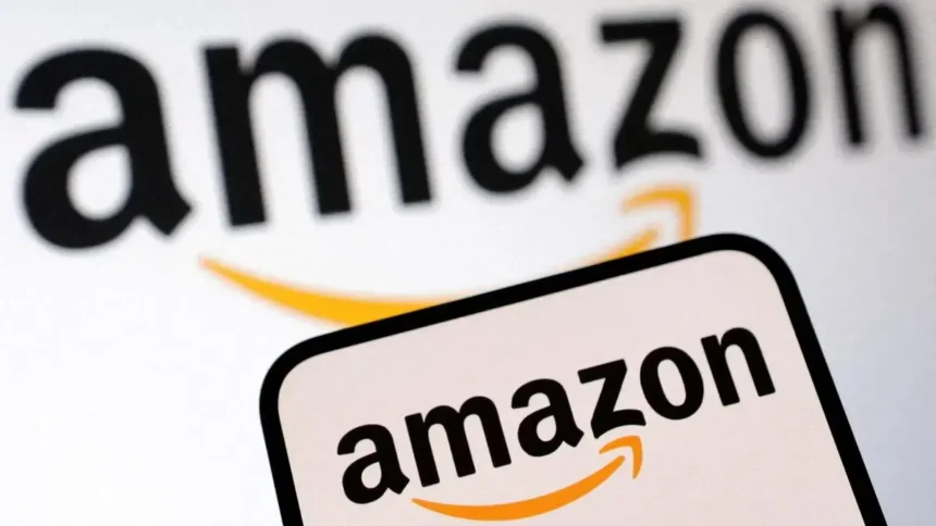 Amazon logo on promotional materials.