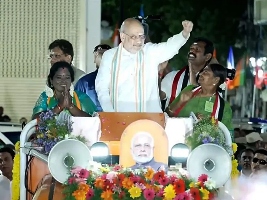 amit-shah-chennai-roadshow-mylapore-kapaleeswarar-temple-dmk-attack-tamil-nadu-election-2026