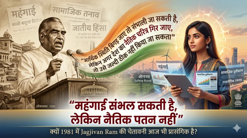 jagjivan ram speech 1981, moral decline india, economic vs moral crisis, indian politics history speech, jagjivan ram quotes, lok sabha speech history india,