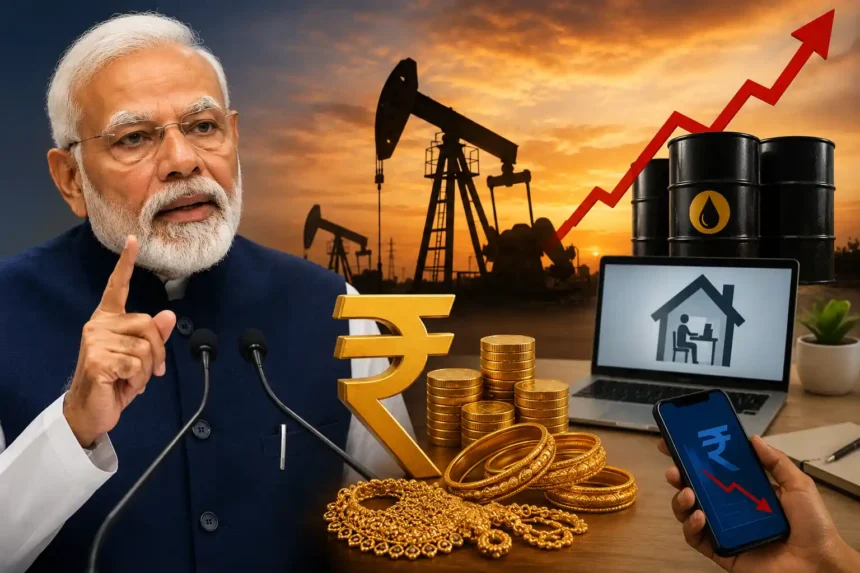 pm-modi-gold-wfh-appeal-government-action-plan-rupee-crude-oil-crisis-hindi