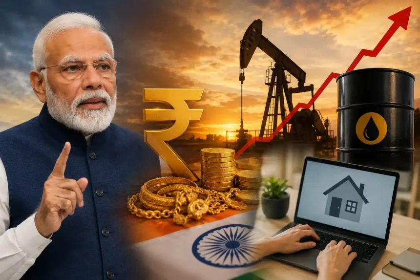 pm-modi-gold-wfh-appeal-government-action-plan-rupee-crude-oil-crisis-hindi