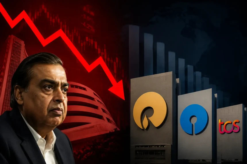 top-firms-mcap-loss-reliance-sbi-tcs-stock-market-crash-hindi