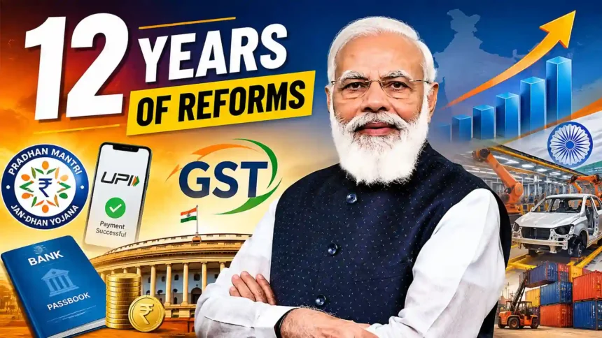 pm-modi-12-years-major-economic-reforms-jandhan-gst-demonetisation-make-in-india