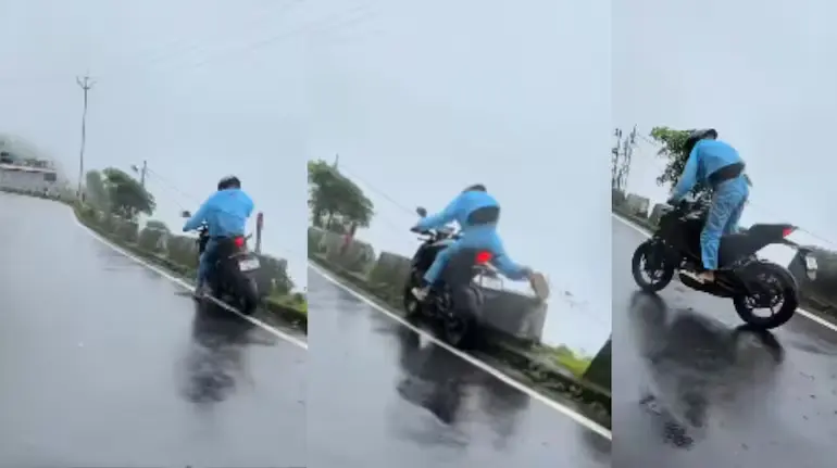 viral-video-kurseong-view-point-bike-crash-rider-narrowly-escapes-deep-gorge