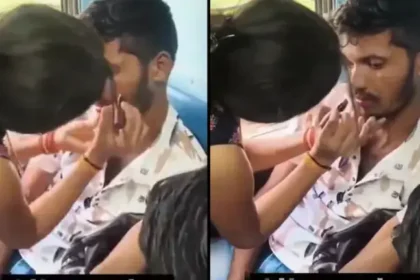 train-woman-protests-molestation-accused-lipstick-bangles-video-viral-hindi