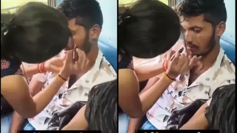 train-woman-protests-molestation-accused-lipstick-bangles-video-viral-hindi