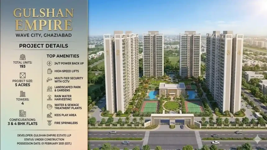 Real Estate Investment: NCR के गाजियाबाद में ₹1000 करोड़ का नया प्रीमियम हाउसिंग प्रोजेक्ट, 40% फ्लैट पहले ही बिके Real Estate News: राष्ट्रीय राजधानी क्षेत्र (NCR) में प्रीमियम हाउसिंग की मांग लगातार बढ़ रही है। इसी बीच गाजियाबाद की वेव सिटी में गुलशन ग्रुप ने अपने नए लक्जरी रेसिडेंशियल प्रोजेक्ट 'गुलशन एम्पायर' की शुरुआत करने का ऐलान किया है। इस प्रोजेक्ट में कंपनी करीब ₹1,000 करोड़ का निवेश करेगी, जबकि इससे लगभग ₹1,200 करोड़ के सेल्स रियलाइजेशन की उम्मीद जताई गई है। खास बात यह है कि आधिकारिक लॉन्च से पहले ही प्रोजेक्ट के 40 फीसदी फ्लैट बिक चुके हैं, जिससे एनसीआर के प्रीमियम रियल एस्टेट बाजार की मजबूत मांग का संकेत मिलता है। वेव सिटी में आएगा नया लक्जरी प्रोजेक्ट दिल्ली-मेरठ एक्सप्रेसवे के किनारे करीब 4,000 एकड़ में फैली वेव सिटी एनसीआर की तेजी से विकसित हो रही टाउनशिप में शामिल है। इसी टाउनशिप में गुलशन ग्रुप अपने नए प्रीमियम प्रोजेक्ट गुलशन एम्पायर का विकास करेगा। कंपनी के डायरेक्टर दीपक कपूर के अनुसार, गुलशन ग्रुप लंबे समय से लक्जरी हाउसिंग सेगमेंट में काम कर रहा है और यह प्रोजेक्ट उसी रणनीति का हिस्सा है। कुल 500 लग्जरी अपार्टमेंट होंगे तैयार गुलशन एम्पायर में कुल 500 प्रीमियम अपार्टमेंट बनाए जाएंगे। 250 फ्लैट 3BHK 250 फ्लैट 4BHK प्रोजेक्ट में कुल 6 टावर होंगे। 3BHK के लिए 2 टावर 4BHK के लिए 4 टावर कम फ्लैट, ज्यादा प्राइवेसी कंपनी का कहना है कि इस प्रोजेक्ट की सबसे बड़ी खासियत कम डेंसिटी डिजाइन होगी। 3BHK टावर में एक फ्लोर पर सिर्फ 4 फ्लैट 4BHK टावर में एक फ्लोर पर केवल 2 फ्लैट इस डिजाइन से लिफ्ट पर भीड़ कम रहेगी और निवासियों को बेहतर प्राइवेसी के साथ प्रीमियम रहने का अनुभव मिलेगा। फ्लैट का आकार कितना होगा? 3BHK अपार्टमेंट सुपर एरिया: 2,075 वर्गफुट कार्पेट एरिया: 1,142 वर्गफुट 4BHK अपार्टमेंट सुपर एरिया: 2,750 वर्गफुट कार्पेट एरिया: 1,583 वर्गफुट फ्लैट की कीमत कितनी है? गुलशन एम्पायर में फ्लैट की शुरुआती कीमतें इस प्रकार हैं— फ्लैट शुरुआती कीमत 3BHK ₹2.20 करोड़ 4BHK ₹3 करोड़ कंपनी के अनुसार मौजूदा बेस रेट ₹10,500 प्रति वर्गफुट रखा गया है। इसके अलावा लोकेशन और फ्लोर के आधार पर PLC (Preferential Location Charges) भी अलग से देने होंगे। प्री-लॉन्च में ही बिक गए 200 फ्लैट गुलशन ग्रुप के मुताबिक प्रोजेक्ट के प्री-लॉन्च चरण में ही 200 अपार्टमेंट बिक चुके हैं। यानी— कुल फ्लैट: 500 बिक चुके: 200 शेष: 300 प्री-लॉन्च खरीदारों को फ्लैट ₹9,500 प्रति वर्गफुट के हिसाब से उपलब्ध कराए गए थे। अब कंपनी ने कीमत बढ़ाकर ₹10,500 प्रति वर्गफुट कर दी है। RERA से मिला अप्रूवल कंपनी ने बताया कि प्रोजेक्ट को RERA की मंजूरी मिल चुकी है। रेरा नियमों के अनुसार प्रोजेक्ट का कब्जा पांच वर्षों के भीतर देना होता है, लेकिन गुलशन ग्रुप का दावा है कि खरीदारों को करीब 3.5 साल में ही फ्लैट का पजेशन दे दिया जाएगा। रियल एस्टेट विशेषज्ञ भी सलाह देते हैं कि घर खरीदने से पहले किसी भी प्रोजेक्ट का RERA रजिस्ट्रेशन जरूर जांच लेना चाहिए। दिल्ली से शानदार कनेक्टिविटी गुलशन एम्पायर की लोकेशन इसकी सबसे बड़ी ताकत मानी जा रही है। दिल्ली-मेरठ एक्सप्रेसवे के किनारे स्थित अक्षरधाम से लगभग 25–30 मिनट की दूरी वेव सिटी के मुख्य प्रवेश द्वार से करीब 500 मीटर दूर दिल्ली, नोएडा और गाजियाबाद से आसान कनेक्टिविटी बेहतर सड़क नेटवर्क की वजह से यह प्रोजेक्ट नौकरीपेशा और निवेशकों दोनों के लिए आकर्षक माना जा रहा है। गाजियाबाद बन रहा है प्रीमियम हाउसिंग का नया हब पिछले कुछ महीनों में गाजियाबाद में कई बड़े डेवलपर्स ने प्रीमियम और लक्जरी प्रोजेक्ट लॉन्च करने की घोषणा की है। हाल ही में हार्मनी इंफ्रा वेंचर्स ने इंदिरापुरम हैबिटेट सेंटर के पास एक लक्जरी प्रोजेक्ट में 100% हिस्सेदारी खरीदने का ऐलान किया था, जहां फ्लैट की शुरुआती कीमत ₹5.99 करोड़ है। वहीं सिद्धार्थ विहार में भी प्रेस्टीज समेत कई बड़े डेवलपर्स हाई-एंड रेसिडेंशियल प्रोजेक्ट विकसित कर रहे हैं। real-estate-investment-ghaziabad-wave-city-gulshan-empire-premium-housing-project-1000-crore