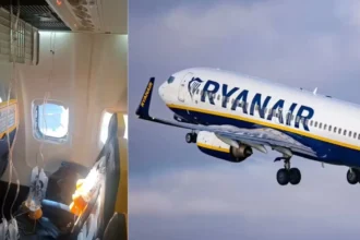 ryanair-flight-window-break-passenger-half-outside-emergency-landing-greece