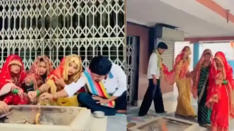 up-amroha-three-sisters-marry-one-man-viral-video