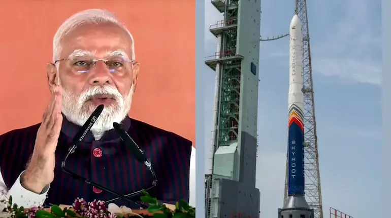 pm-modi-vikram-1-rocket-launch-skyroot-aerospace-historic-mission-hindi